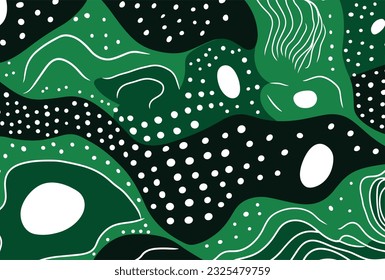 abstract green and white abstract pattern on paper, in the style of aboriginal art, bess hamiti, rounded shapes, bold, cartoonish lines, marsden hartley, dark white and dark emerald, simplified line