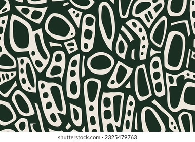 abstract green and white abstract pattern on paper, in the style of aboriginal art, bess hamiti, rounded shapes, bold, cartoonish lines, marsden hartley, dark white and dark emerald, simplified line