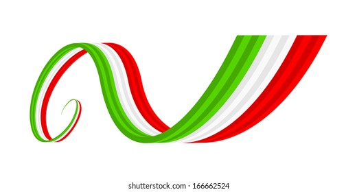 Abstract green white red waving ribbon flag