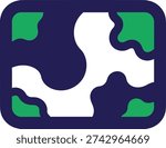 Abstract green and white texture with dark blue outline, irregular organic shapes, simple modern vector graphic