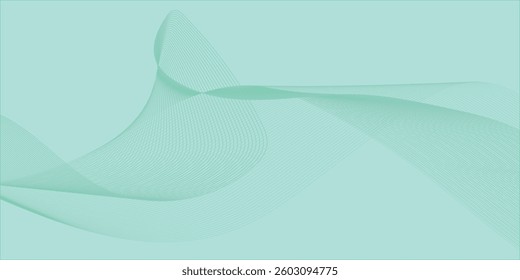 Abstract green and white wave element for design. Digital frequency track equalizer. Stylized line art background. Vector illustration. Wave with lines created using blend tool.