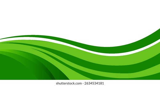 Abstract Green and white wave wide background banner