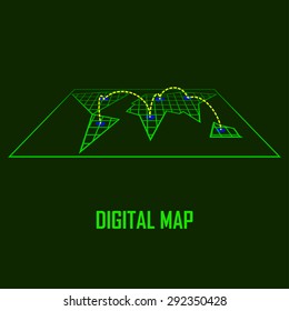 Abstract green world map, vector illustration. Business theme