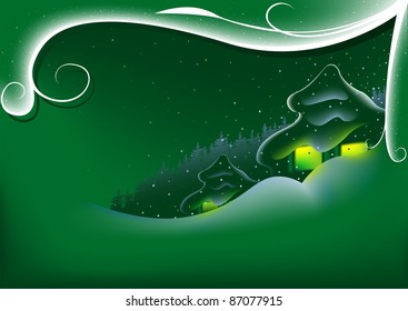 Abstract Green Xmas - colored background illustration, vector