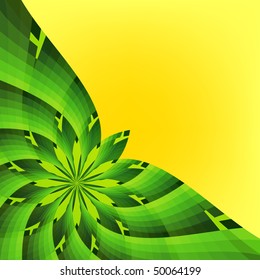 Abstract green and yellow background with flower (vector EPS 10)