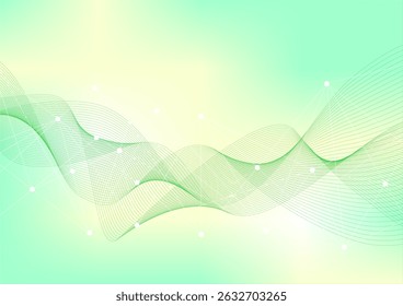plano de fundo amarelo verde abstrato com linhas onduladas e conexão de linha