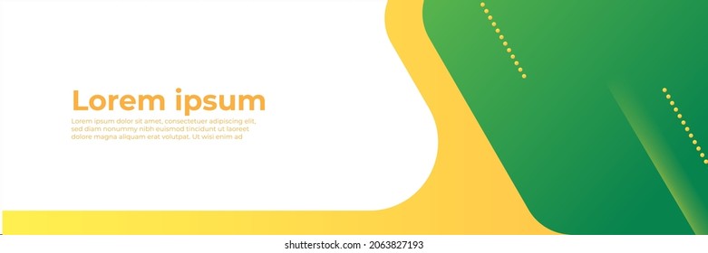 Abstract green yellow banner design web template set. Horizontal header web banner. Vector abstract graphic design banner pattern background template.