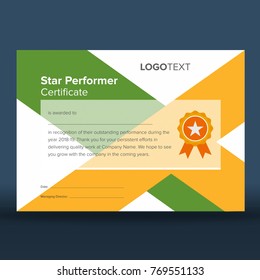 Abstract green and yellow certificate