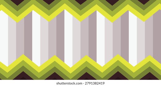 Abstract green yellow chevron zigzag geometric pattern