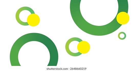 Diseño Abstractas de Formas geométricas circulares verdes y amarillas sobre fondo blanco