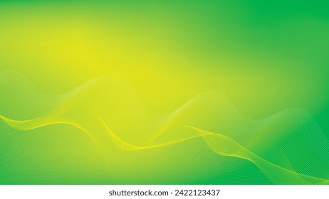 Abstract green and yellow color gradient background with wave pattern. Vector illustration.