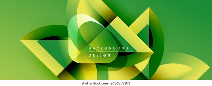 Abstract green yellow design. Overlapping shapes create dynamic visual effect. Modern background for presentations, websites.