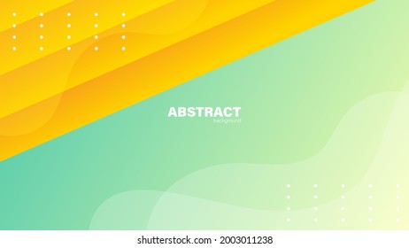 Abstract green with yellow fluid shape modern background with copy space, vector.