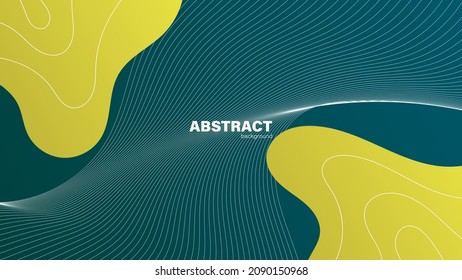 Abstract green and yellow fluid shape modern background with copy space, vector.