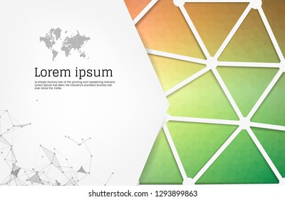 Abstract Green and Yellow geometric design template with triangular polygonal background. Info graphics background with geometric shapes. creative business cards, clean and modern concept.