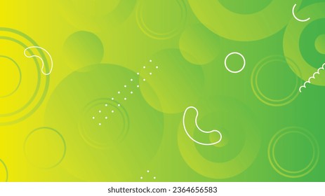 Abstract green and yellow gradient background with circle lines for brochure flyer banner template design