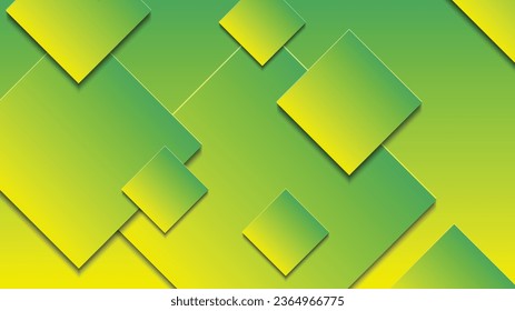 Resumen de fondo de gradiente verde y amarillo con líneas rectangulares para el diseño de plantillas de banner del folleto