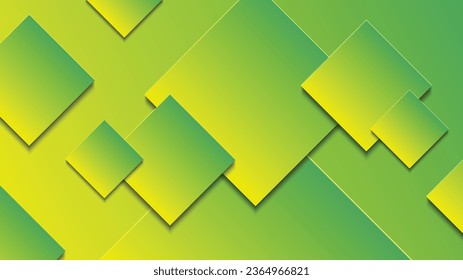Resumen de fondo de gradiente verde y amarillo con líneas rectangulares para el diseño de plantillas de banner del folleto