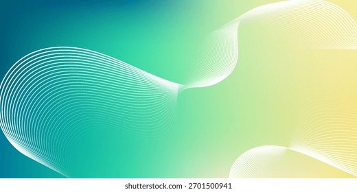 Fondo degradado verde y amarillo Abstractas con líneas de onda blancas fluidas. diseño moderno creativo de moda