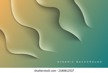 abstract green yellow gradient wavy shape with shadow and light background. eps10 vector
