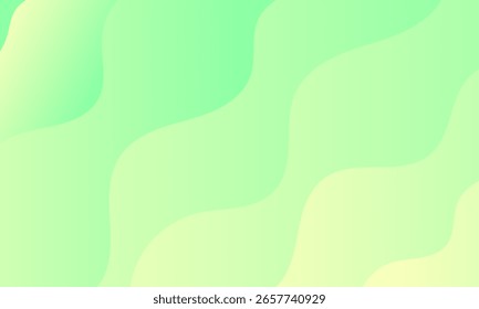 abstract green yellow light stripes lines sea wave curves shapes on smooth gradient color textured pattern background