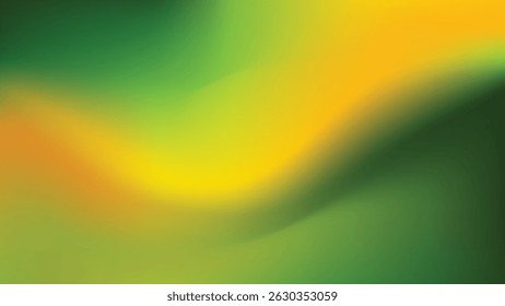 Abstract green and yellow mesh gradient vector background with wave design and copy space