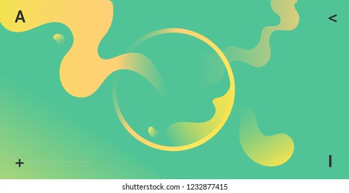 Abstract green and yellow neon color background with circle in the middle. Abstract vector illustration, horizontal.