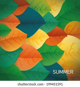 Abstract GREEN YELLOW ORANGE  leaf vector background 
