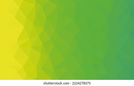 Abstract green and yellow polygonal background design. Triangle-shaped low-poly geometric fractal gradient. Mosaic origami style texture. Simple green spectral colorful wallpaper, diamond pattern