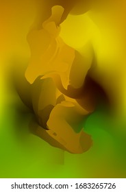 Abstract green and yellow watercolor background, painted vector illustration like sea waves. Watercolor gradient pattern with thin wavy border lines. Bright substrate. Abstract colorful oil paints.
