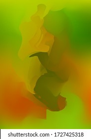 Abstract green and yellow watercolor background, painted vector illustration like sea waves. Watercolor gradient pattern with thin wavy border lines. Bright substrate. Abstract colorful oil paints.