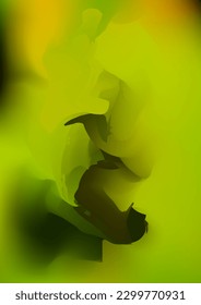 Abstract green and yellow watercolor background, painted vector illustration like sea waves. Watercolor gradient pattern with thin wavy border lines. Bright substrate. Abstract colorful oil paints.