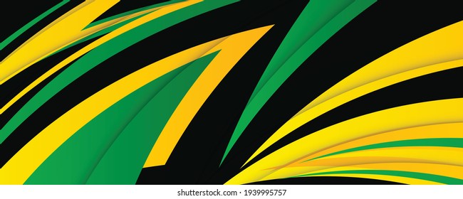 Abstract green yellow waves on black background. Vector illustration for Poster, card, banner, background