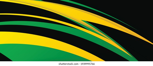 Abstract green yellow waves on black background. Vector illustration for Poster, card, banner, background