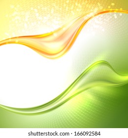 Abstract green and yellow waving background
