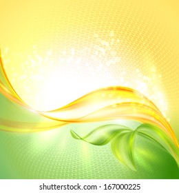 Abstract green and yellow waving background