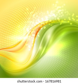 Abstract green and yellow waving background