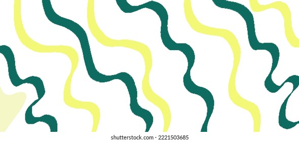 Abstract green yellow wavy background on white background.