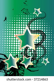 Abstract Greenbackground With Stars