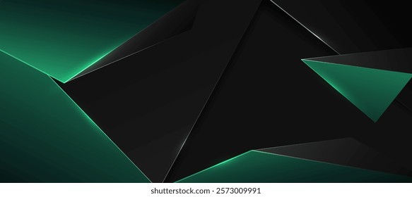Abstract green-black background, Polygon elegant background for presenproduct or website background