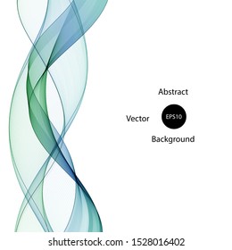 Abstract green-blue wave. vector curves