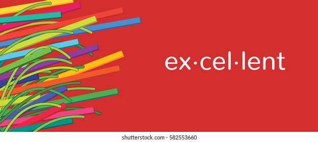 Abstract greenery lines and colorful bars composition on red background. Vector illustration presentation banner or business card design template.
