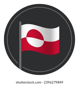 Abstract Greenland Flag Flat Icon in Circle Isolated on White Background