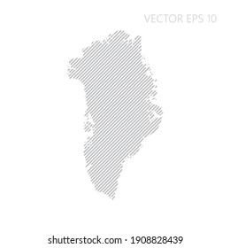 Abstract Greenland map with gray diagonal lines. Greenland stripes map. Vector illustration EPS10.