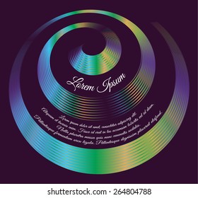 Abstract green-orange-blue spiral text template on purple background