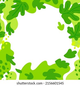 Abstrakte Greens oder Salatgrün quadratischen Rahmen. Vektorgrafik mit flacher Farbe, einzeln auf Weiß.