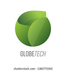 Abstract Greeny Globe logo design vector symbol icon. Globe vector common icon 