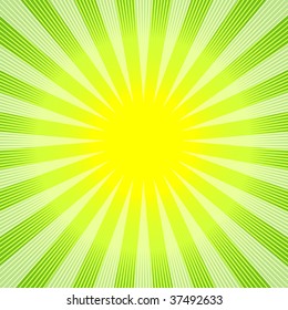 Abstract green-yellow background with sunburst (vector)