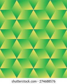 Abstract green-yellow gradient cube seamless pattern vector