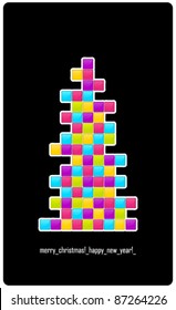 Abstract greeting card with christmas tree from glossy mosaic. Vector